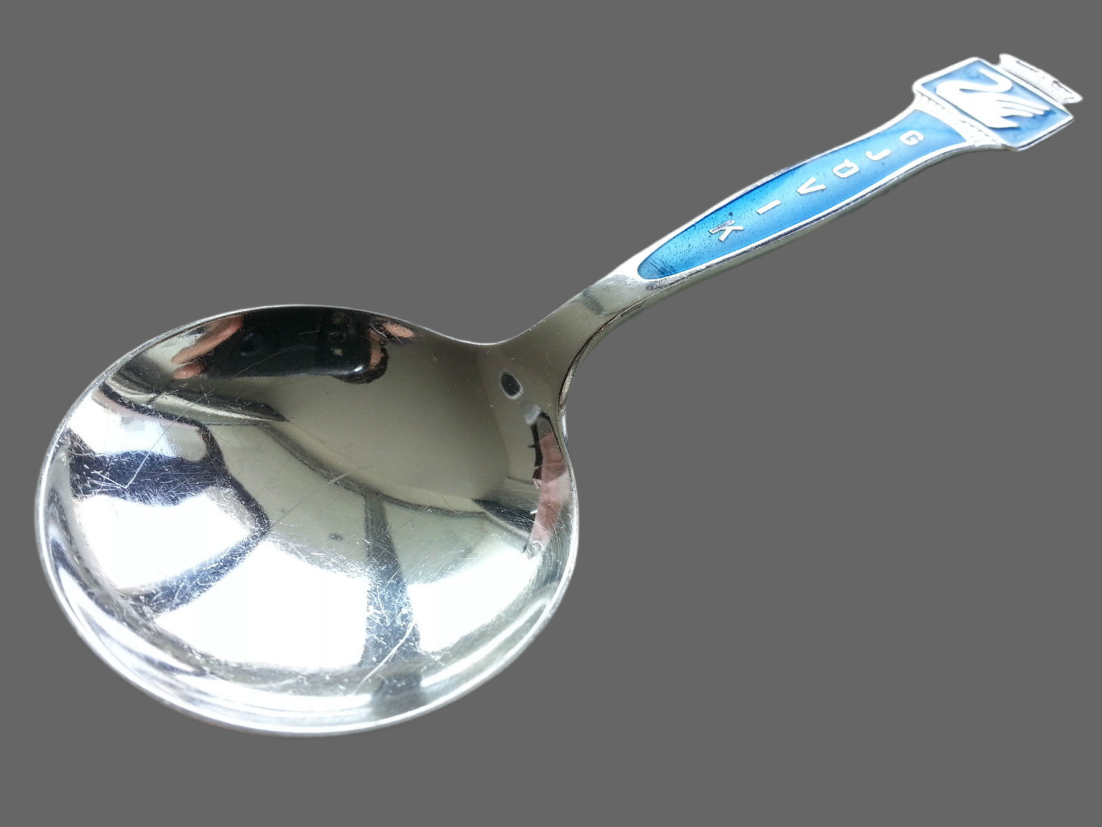 Vintage Sterling silver guilloche enamel spoon Marthinsen Norway Gjovik