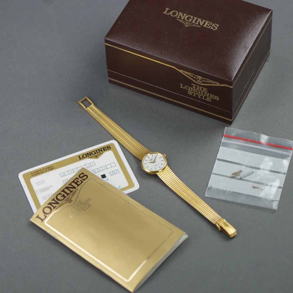 Longines Presence ladies quartz wristwatch 9ct gold case and bracelet