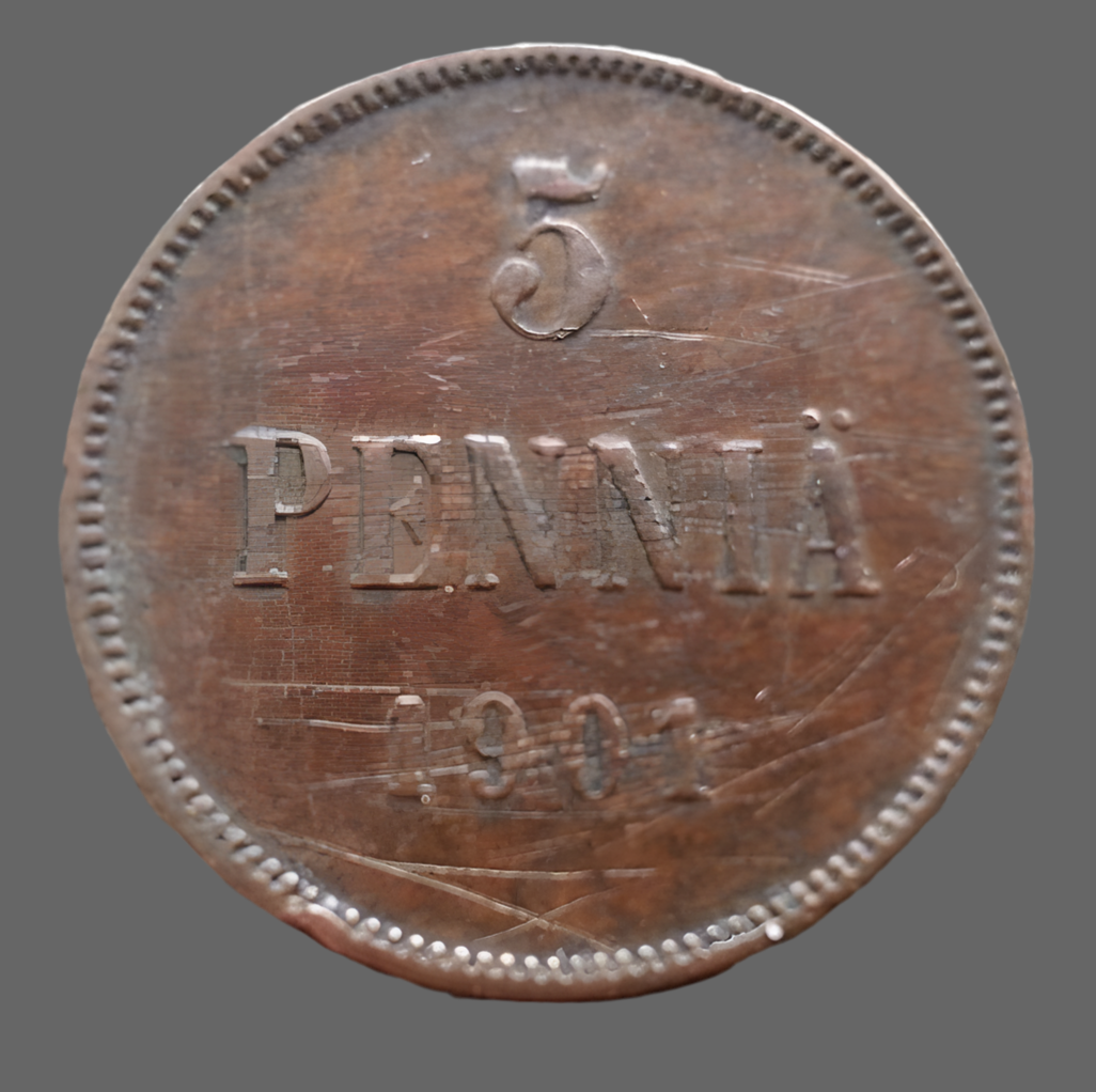 Antique 1901 coin 5 kopeks pennia Emperor Nicholas II of Russian Empire Finland