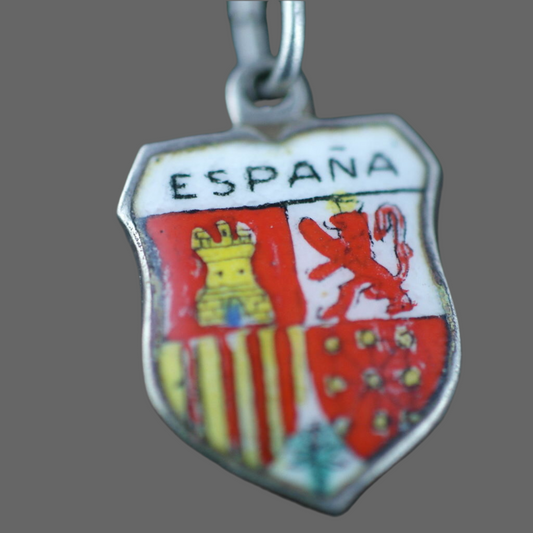 Vintage Emaille-Anhänger aus massivem Silber ESPANA, seltenes Spanien 800, schönes Geschenk