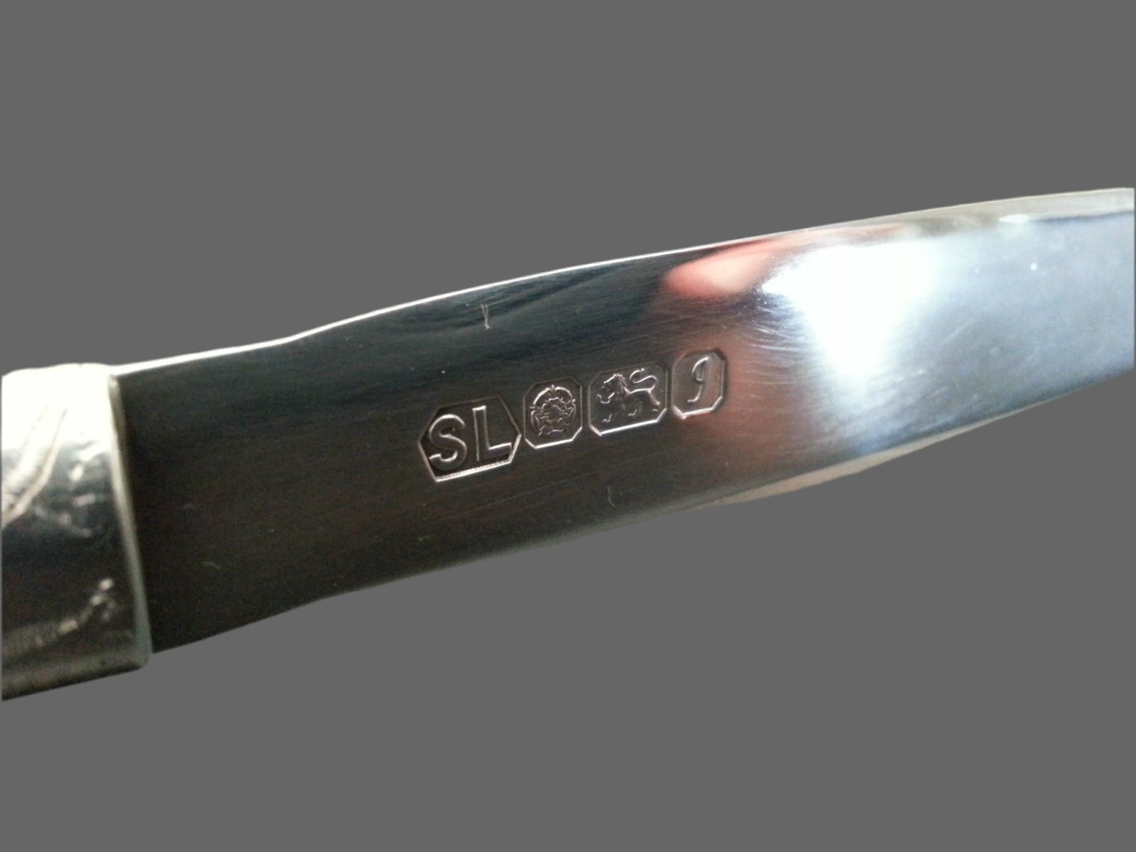 Vintage sterling silver letter opener Mother of pearl lion beast handle