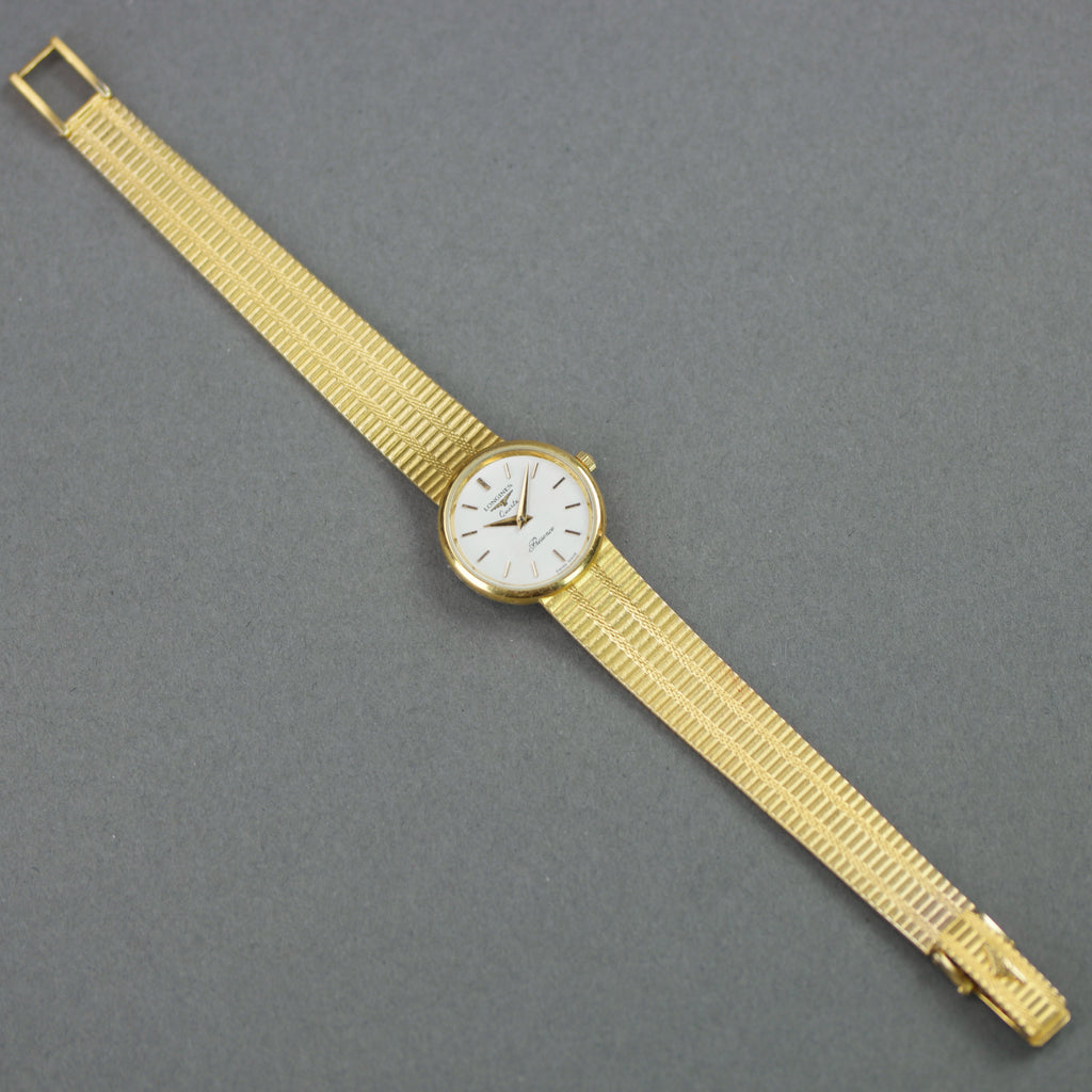 Longines Presence ladies quartz wristwatch 9ct gold case and bracelet