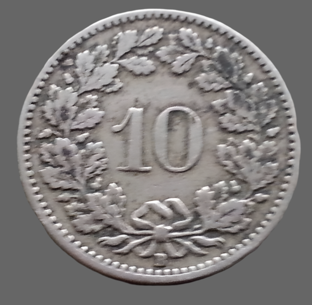 Moneda antigua de 1902 Suiza 10 Rappen Suiza CONFŒDERATIO Helvetica