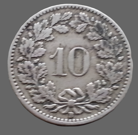 Moneda antigua de 1902 Suiza 10 Rappen Suiza CONFŒDERATIO Helvetica