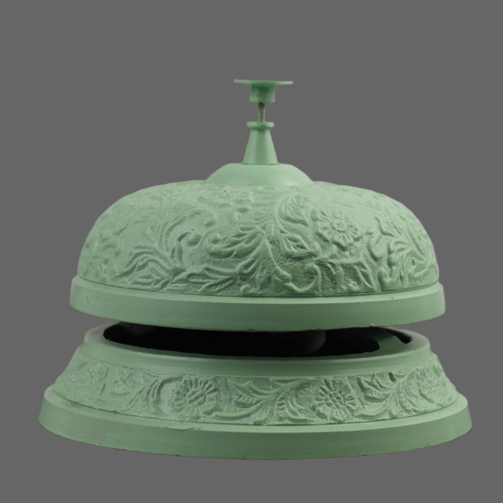 Victorian style cast iron reception desk ornamented top bell