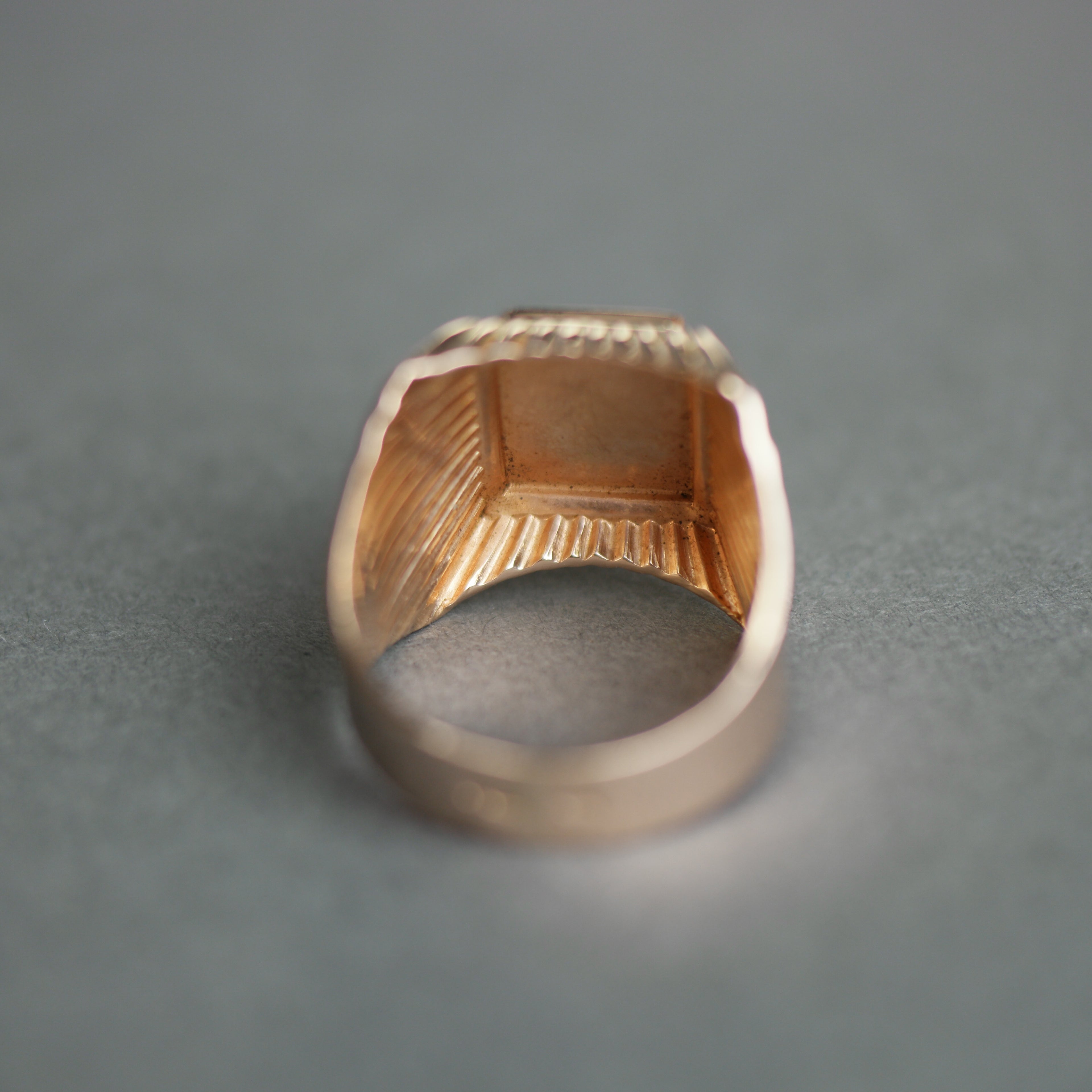 Vintage 14k Gold Wide Grooved Squared Signet Ring