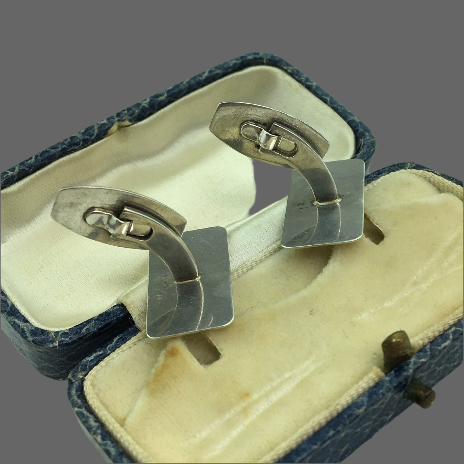 Vintage gold plated solid silver ornamented cufflinks Denmark 830 S ALCH boxed