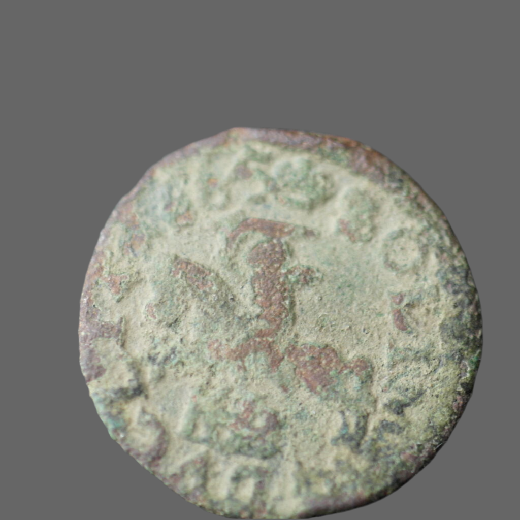 Moneda antigua de 1665 1 chelín Juan II Casimiro Vasa Gran Ducado de Lituania siglo XVII