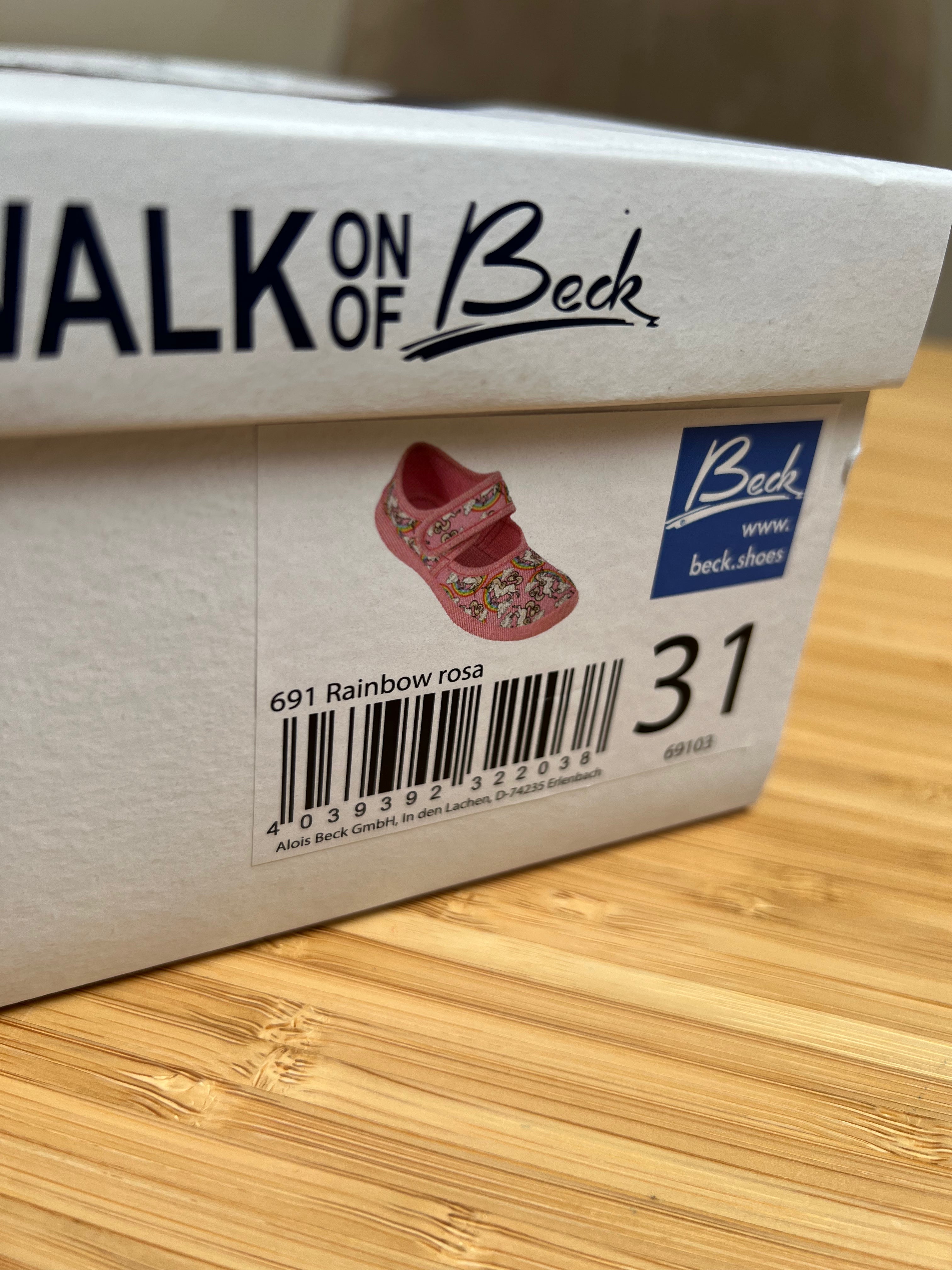 Beck Cotton Rainbow Pink Shoes White Unicorns UK kids Size 12 EU 31 slippers great for dancing or climbing