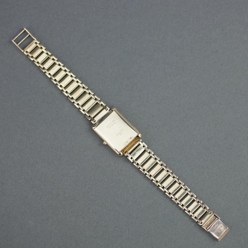 Geneve Ladies Solid 9ct Gold wristwatch - Diamond Bezel - Sapphire Crystal - Roman Dial - UK Hallmarked