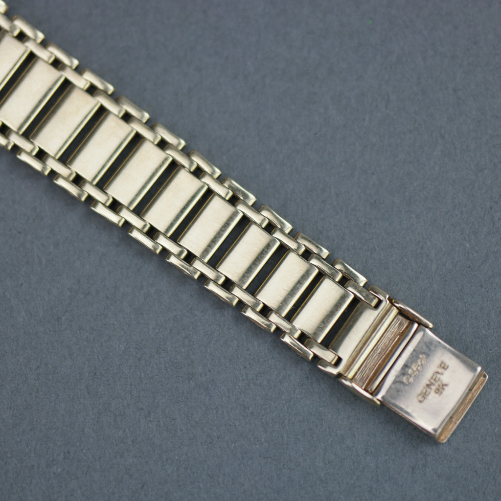 Geneve Ladies Solid 9ct Gold wristwatch - Diamond Bezel - Sapphire Crystal - Roman Dial - UK Hallmarked