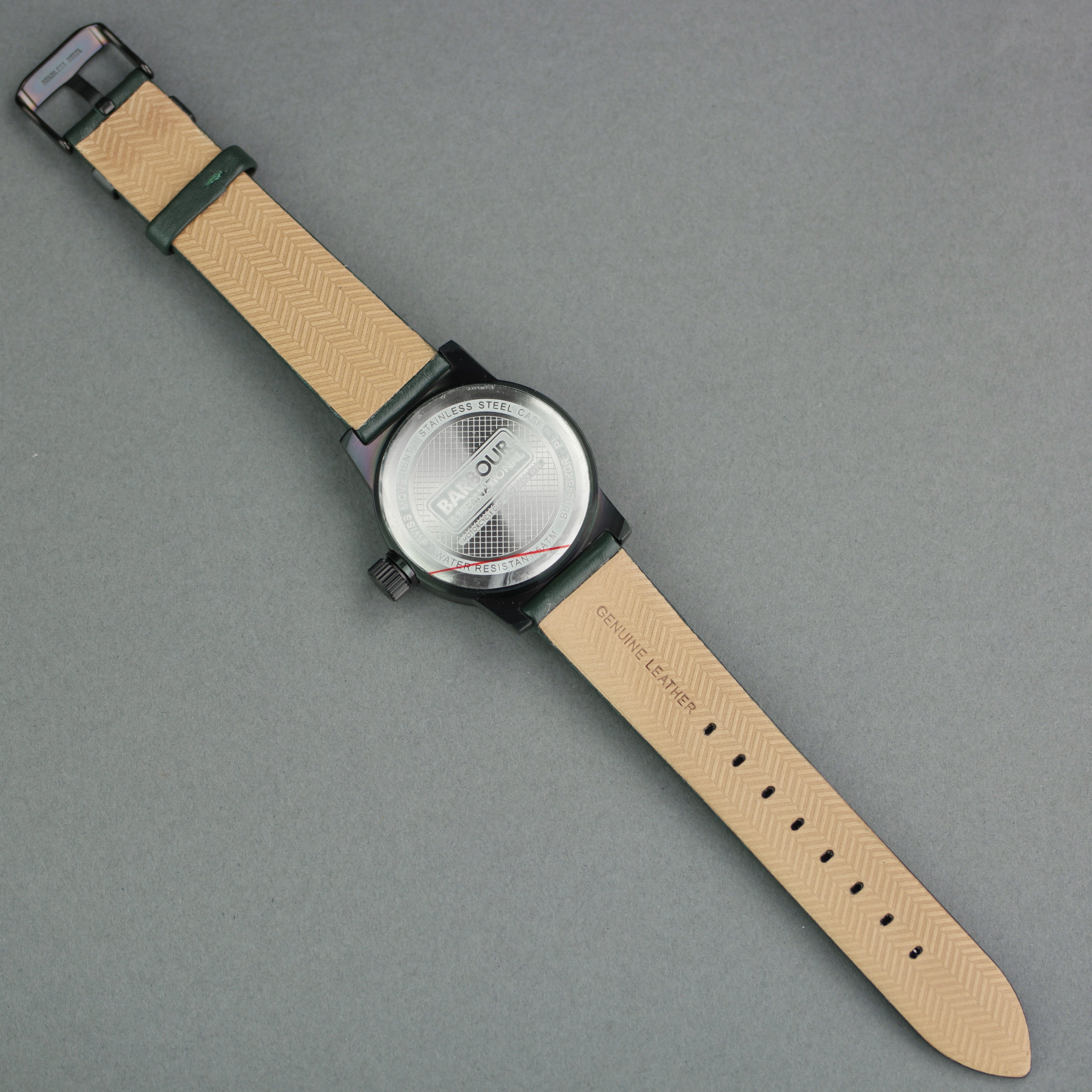 Barbour International Halsted wrist watch brown dial with date and leather strap