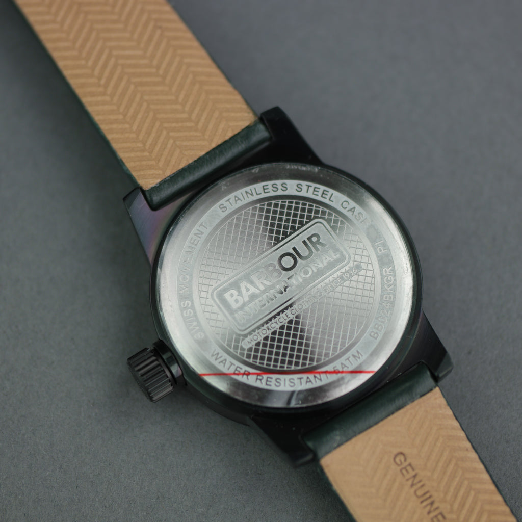 Barbour International Halsted wrist watch brown dial with date and leather strap