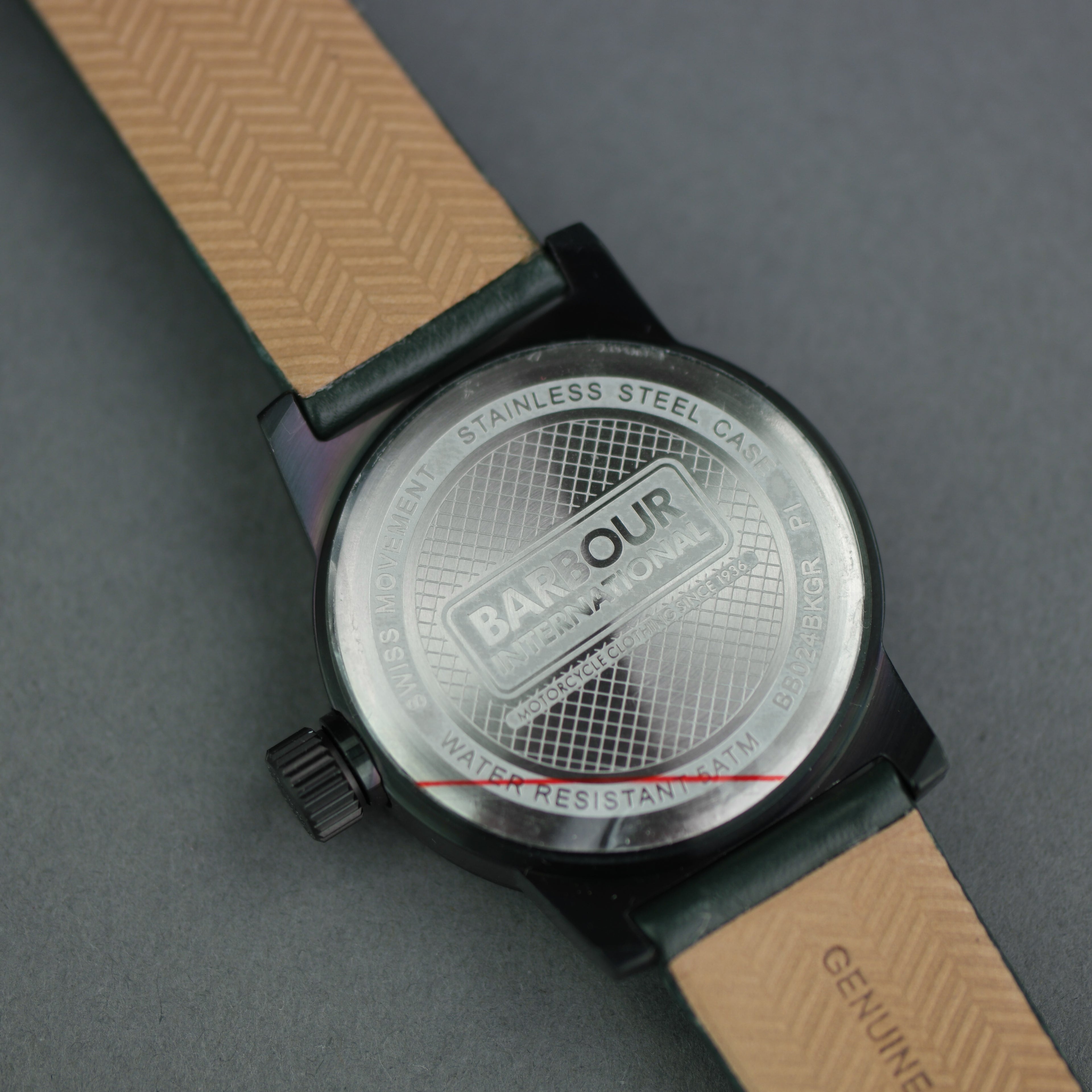 Barbour International Halsted wrist watch brown dial with date and leather strap