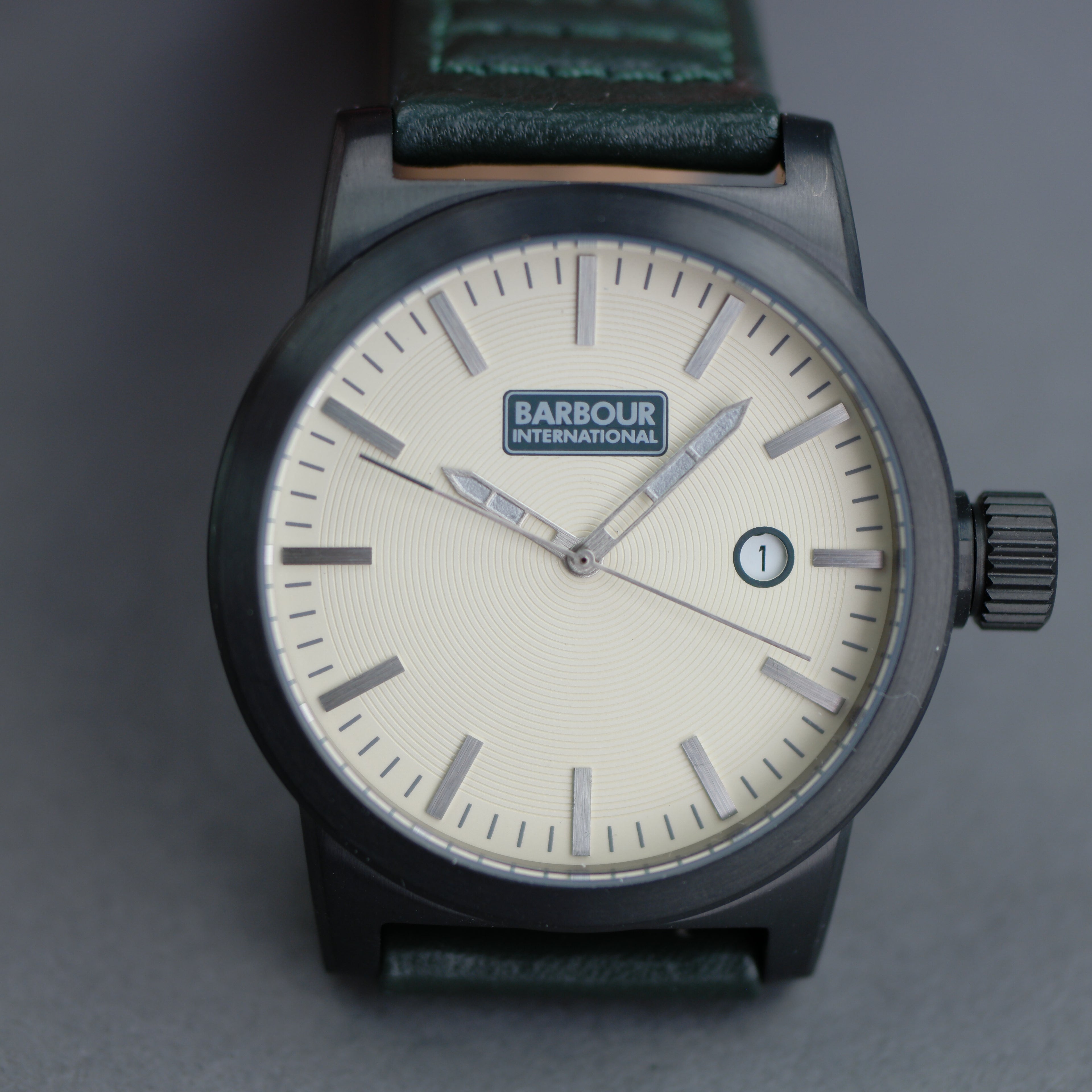 Barbour International Halsted wrist watch brown dial with date and leather strap