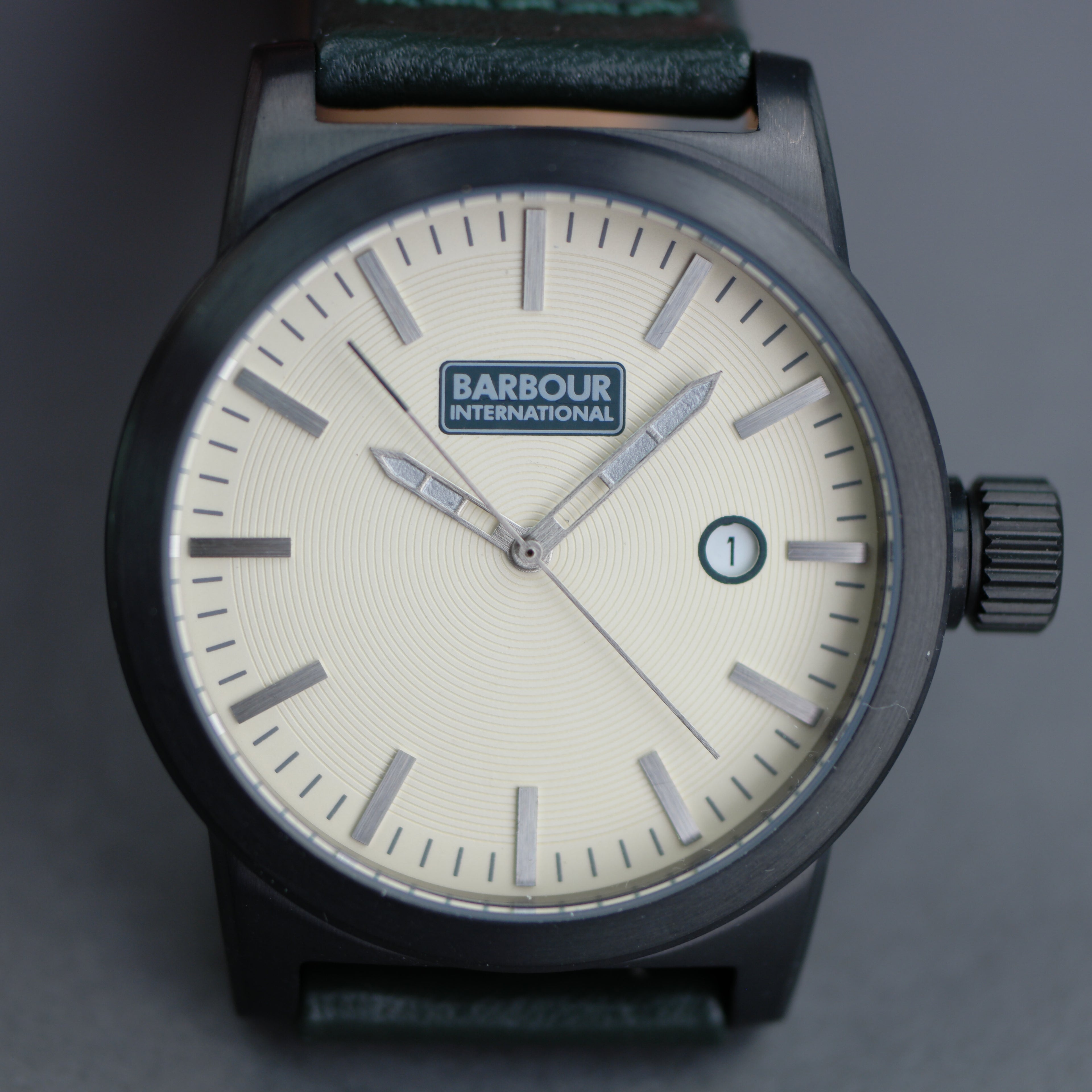 Barbour International Halsted wrist watch brown dial with date and leather strap