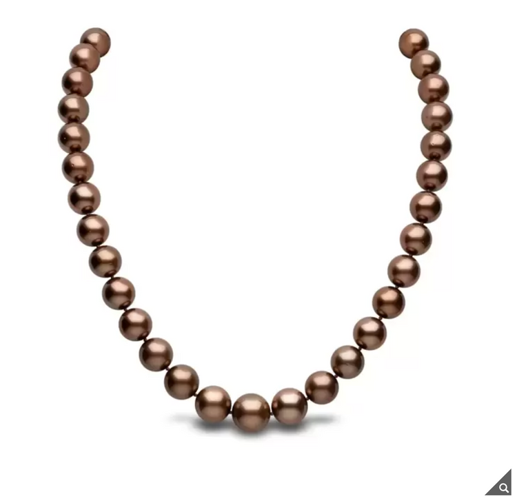 Treated Tahitian 10-12mm Chocolate Pearl Necklace, 18ct Yellow Gold clasp