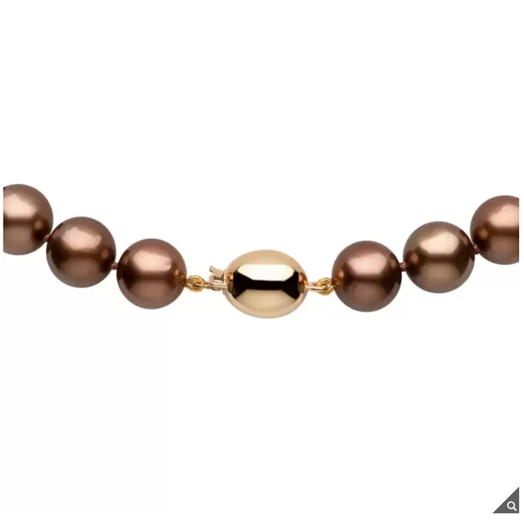 Treated Tahitian 10-12mm Chocolate Pearl Necklace, 18ct Yellow Gold clasp