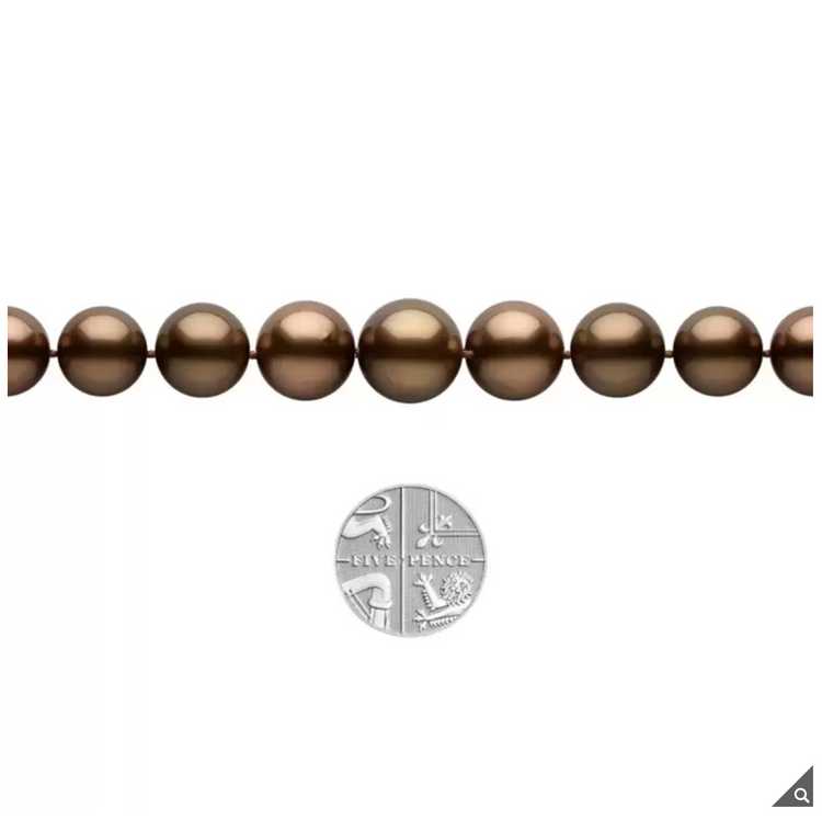 Treated Tahitian 10-12mm Chocolate Pearl Necklace, 18ct Yellow Gold clasp