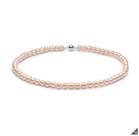 Peach Pearl Necklace 6-6.5mm Cultured Freshwater 18ct White Gold