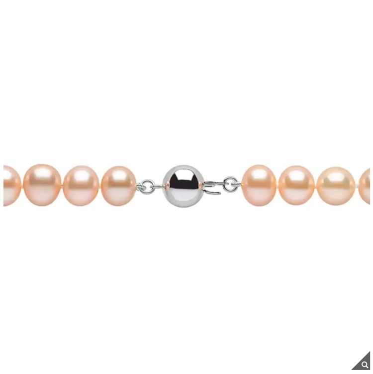 Peach Pearl Necklace 6-6.5mm Cultured Freshwater 18ct White Gold