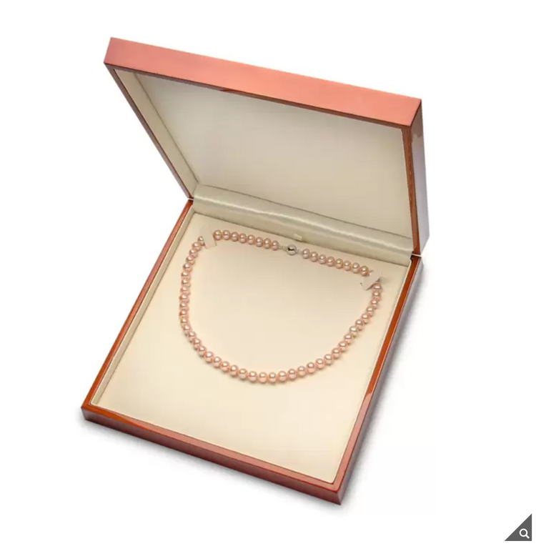 Peach Pearl Necklace 6-6.5mm Cultured Freshwater 18ct White Gold