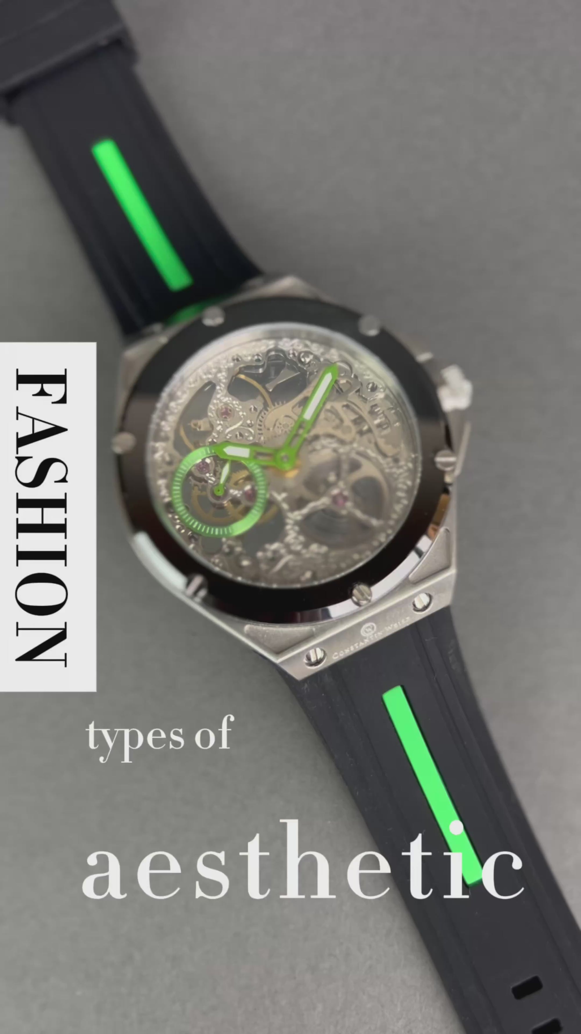 Constantin Weisz Skeleton mechanical wrist watch with black silicone strap