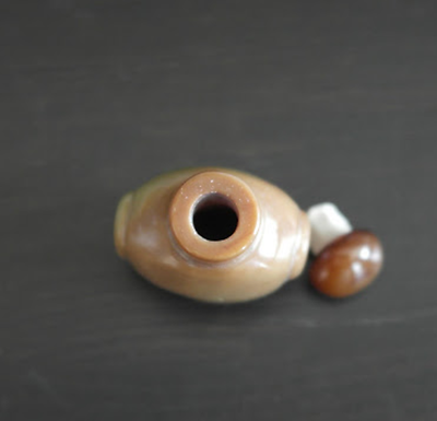 Vintage Agate stone snuff bottle milky chocolate color