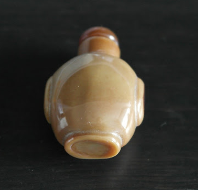 Vintage Agate stone snuff bottle milky chocolate color