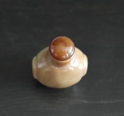 Vintage Agate stone snuff bottle milky chocolate color
