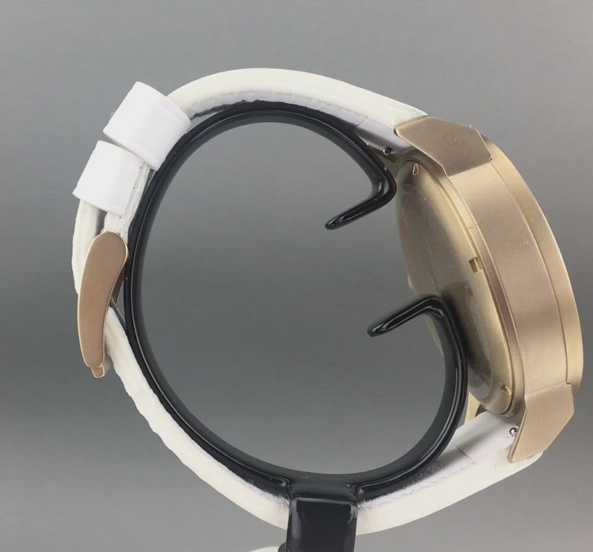 TW Steel Marc Coblen Edition wrist watch with silver dial and white leather strap