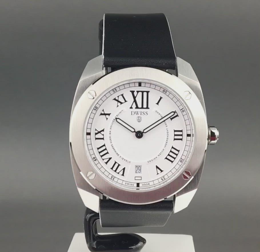 DWISS Limited Edition Swiss quartz white dial wristwatch 40mm