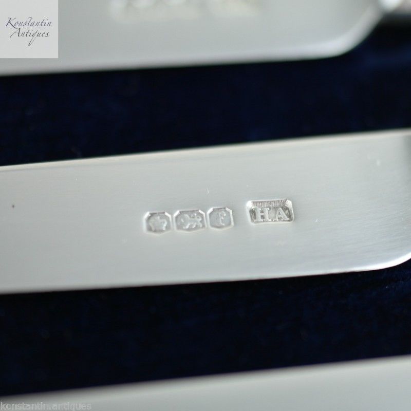 Antique 1923 Sheffield solid silver set of six dessert knives