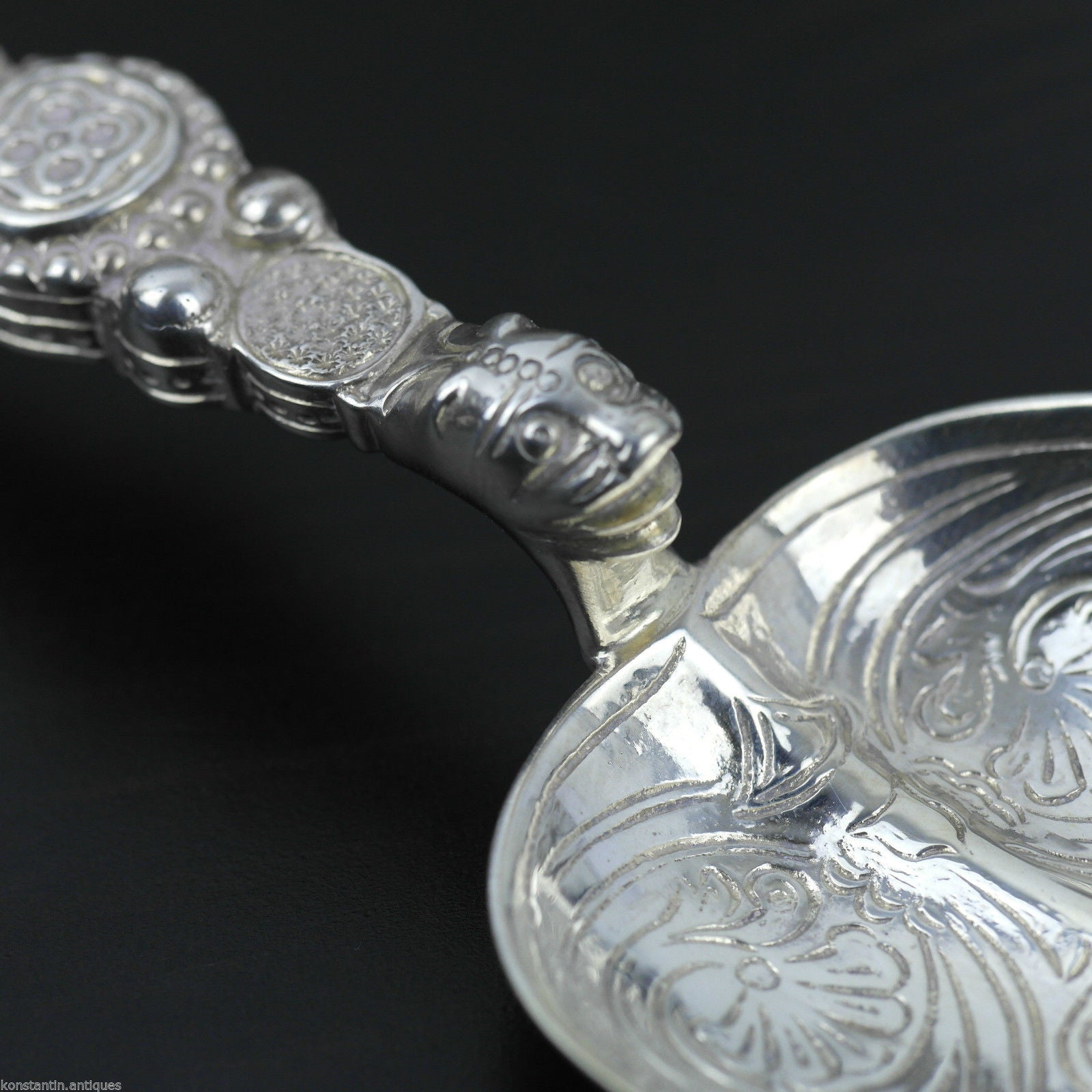 Antique 1902 sterling silver anointing spoon 250mm London Royal Coronation