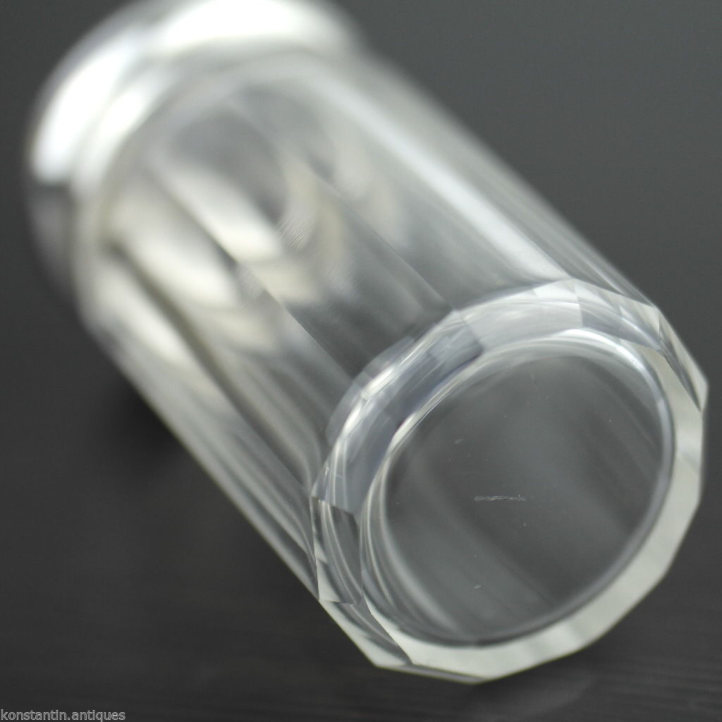 Antique 1907 cut glass vanity bottle solid silver topped London