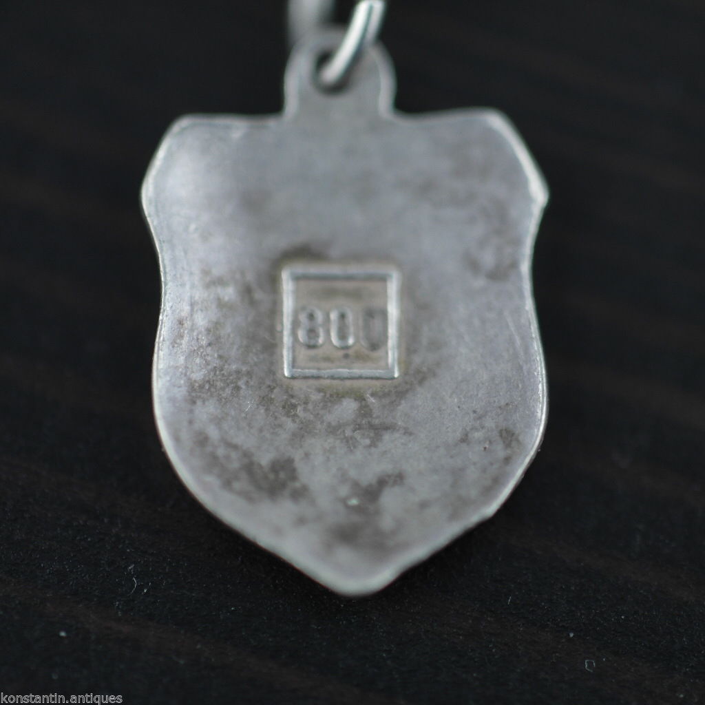 Vintage enamel solid silver charm pendant BARCELONA rare SPAIN 800 nice gift