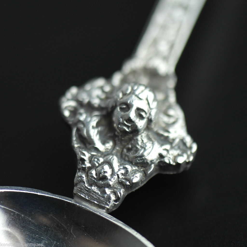 Antique 19thC HANAU sterling silver large anointing spoon