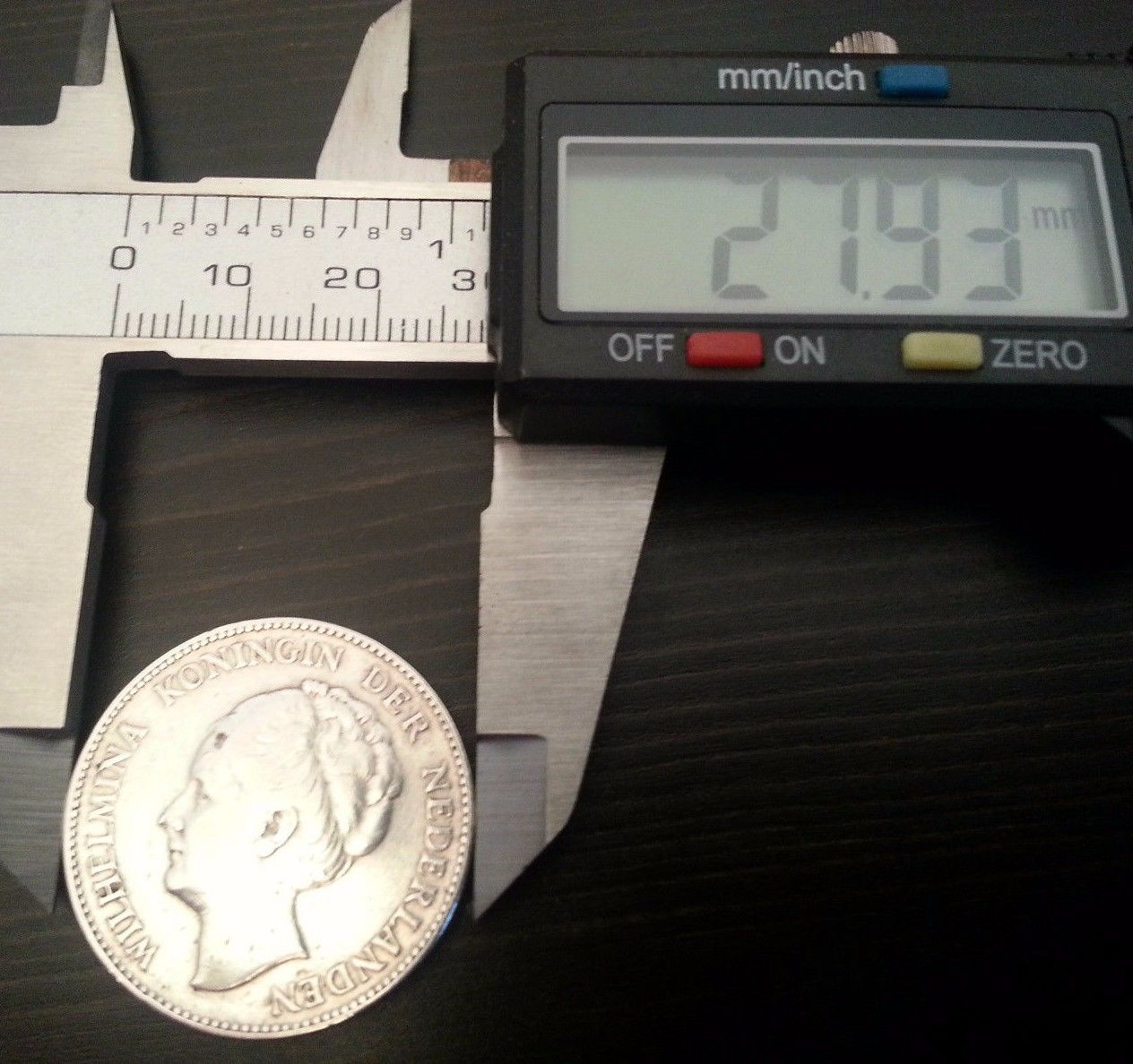 Vintage 1931 silver coin 1 gulden Queen Wilhelmina of the Netherlands 20thC