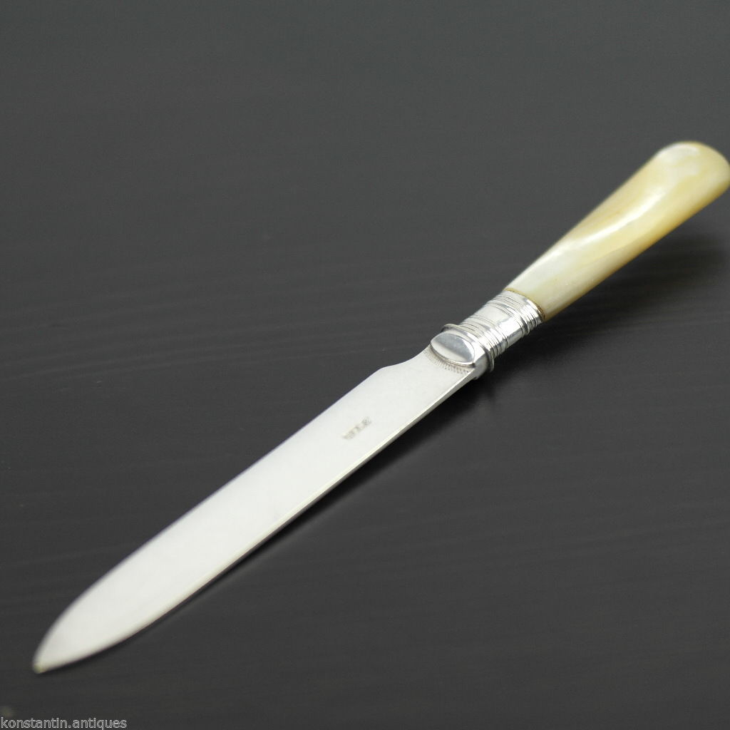 Antique silver plate tale knife Nacre mother of pearl handle EPNS British Empire