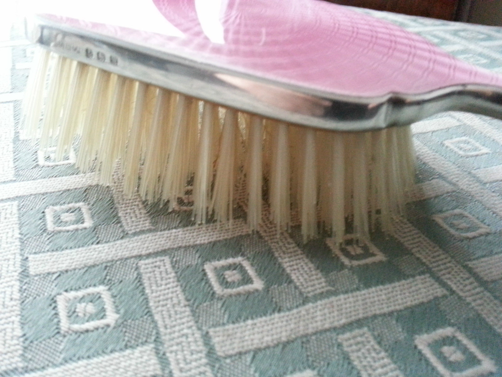 Vintage 1946 sterling silver guilloche enamel solid brush Daniel Manufacturing