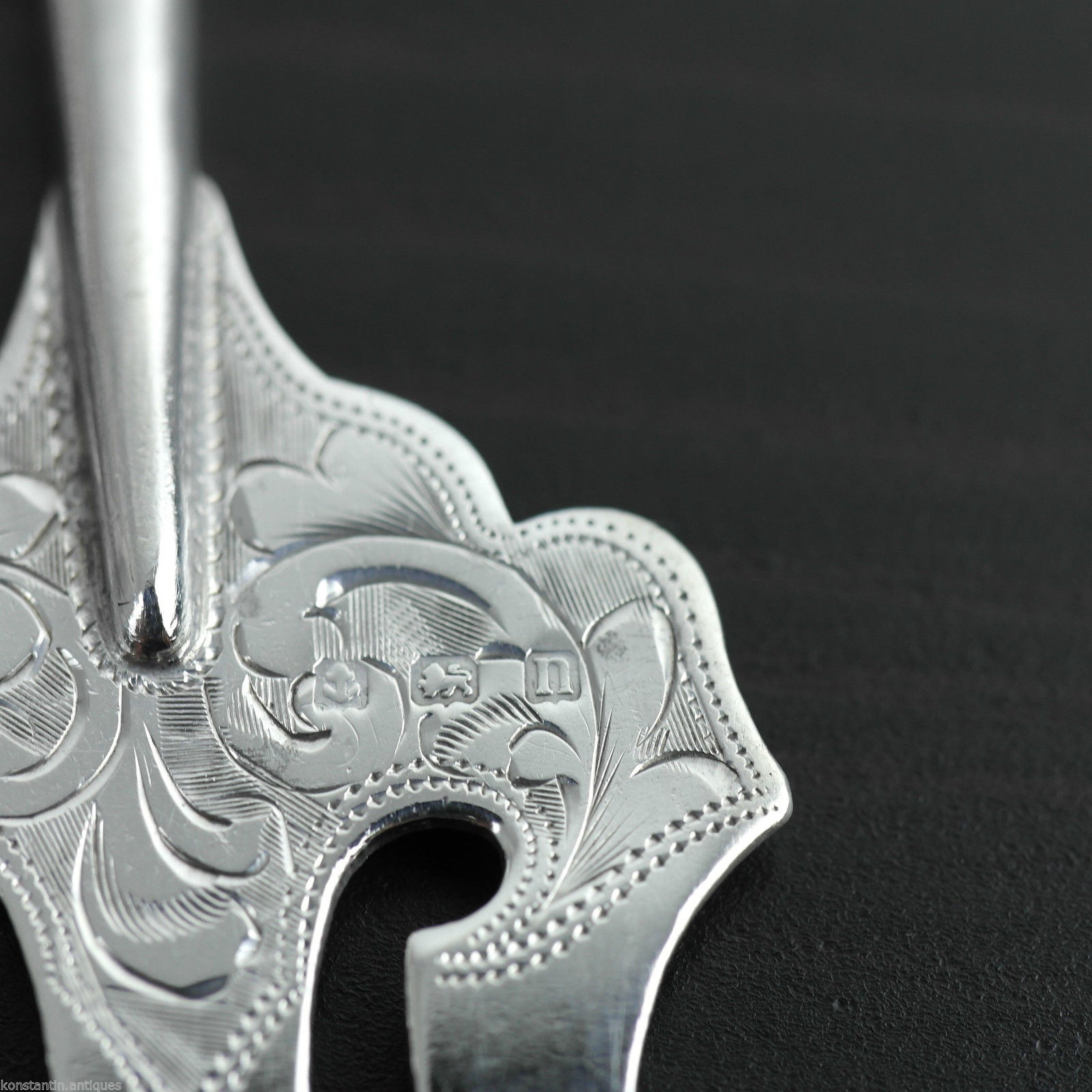 Antique 1912 sterling silver fork and green Jade Nephrite handle Birmingham