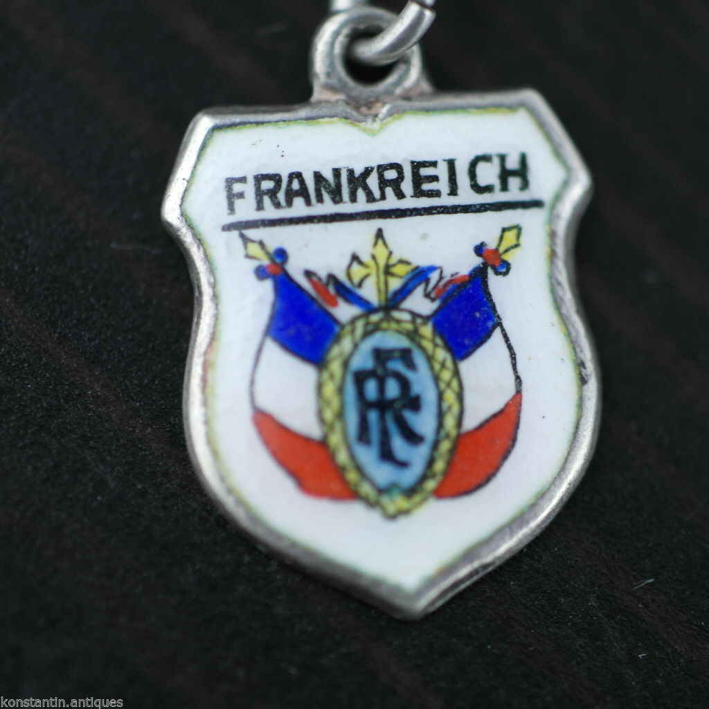 Vintage Frankreich enamel 800 REU silver charm pendant France