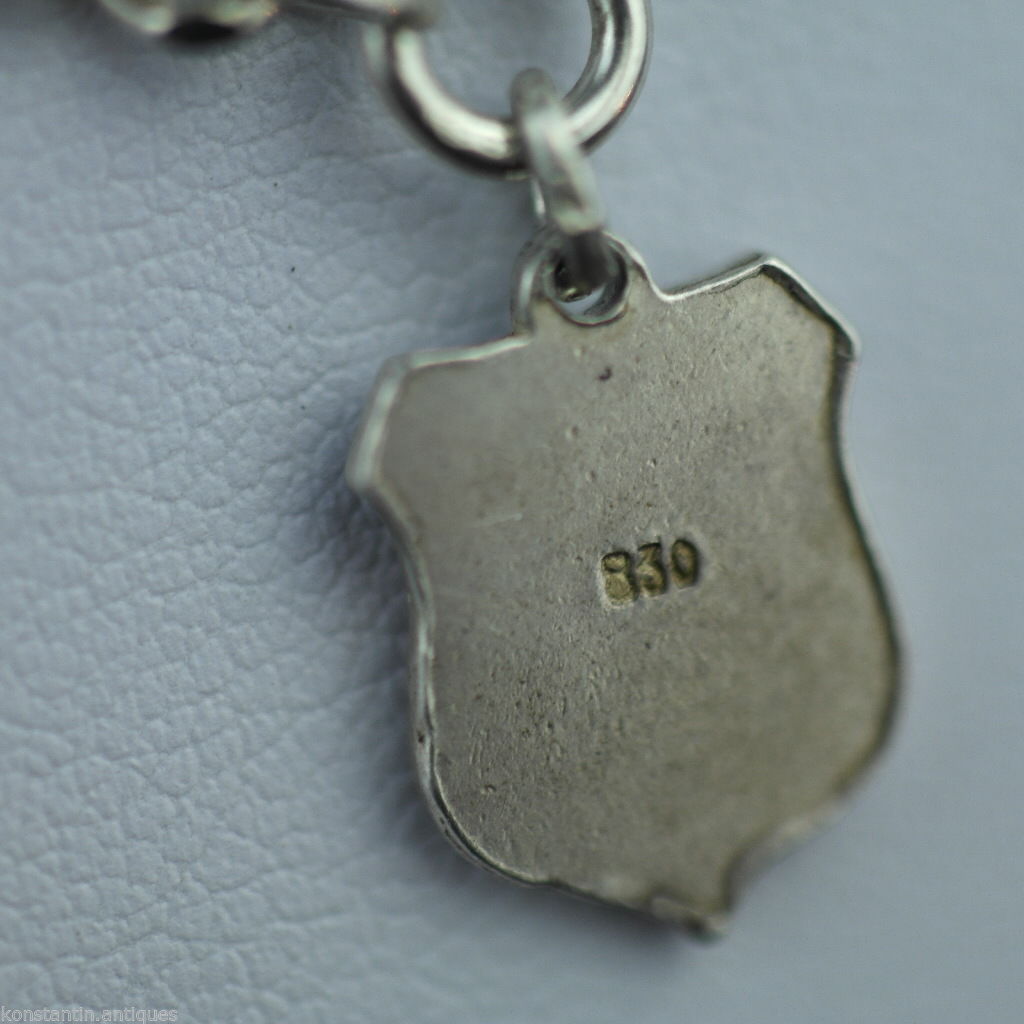 Colgante de esmalte de cadena de plata de ley antigua Hamburgo Alemania encanto regalo sólido