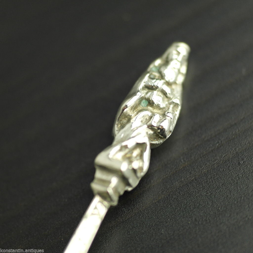 Antique 19thC HANAU sterling silver large anointing spoon