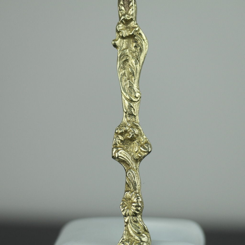 Antique solid brass ornamented strainer French Royal flower dancing couple eagle