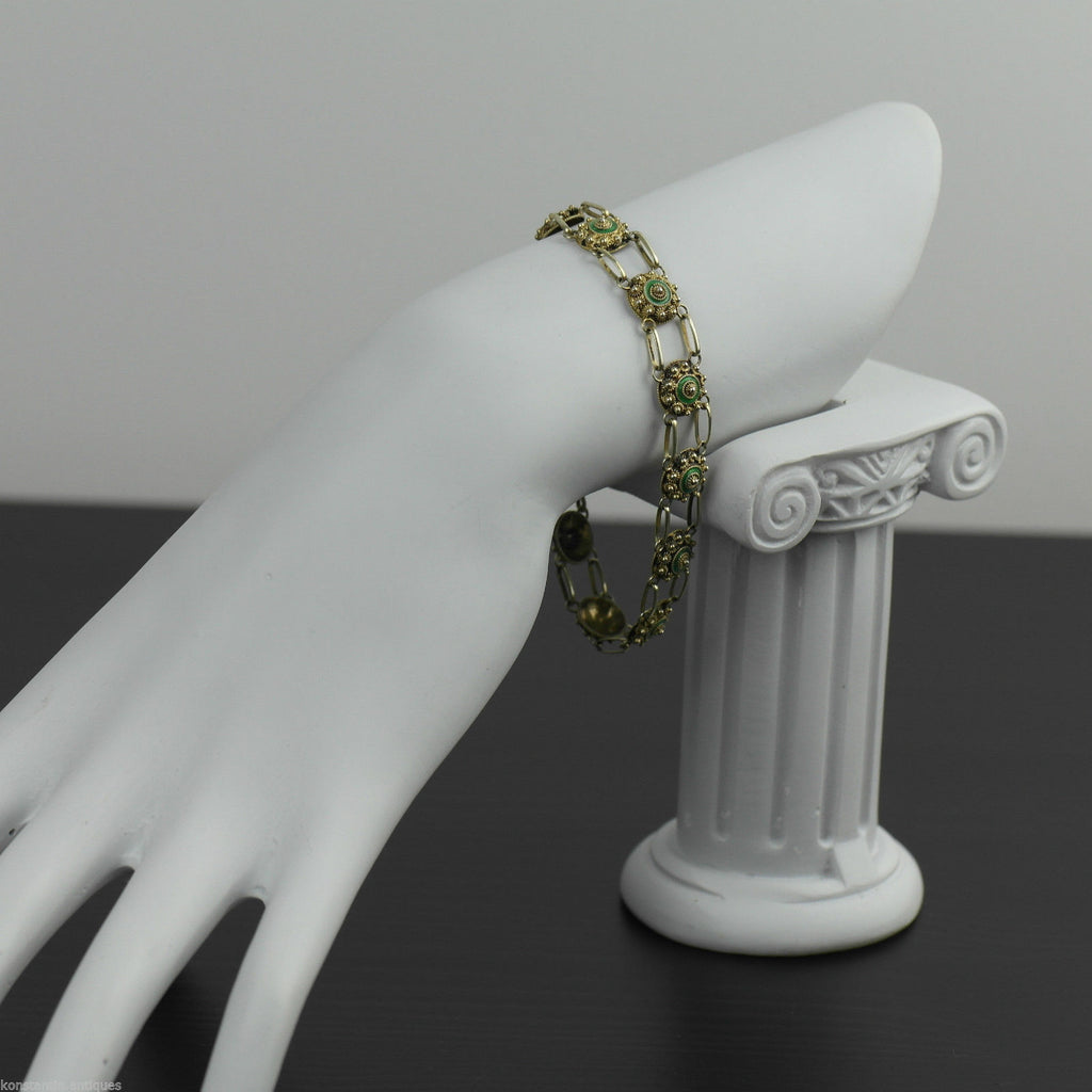 Antikes vergoldetes Guilloche-Emaille-Armband aus massivem Silber aus dem 20. Jh. Proto 833 