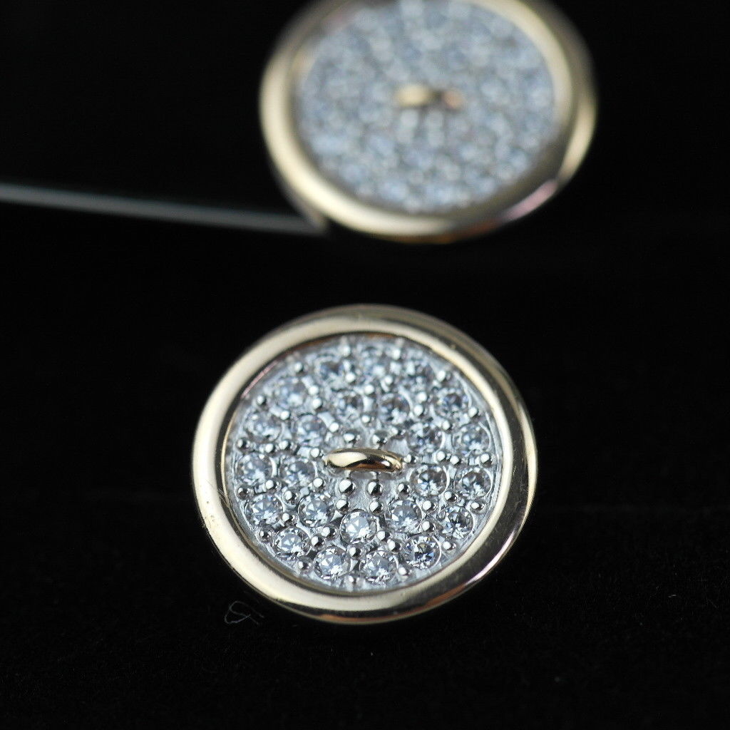 Sokolov 14ct gold cufflinks with 48 Cubic Zirconia
