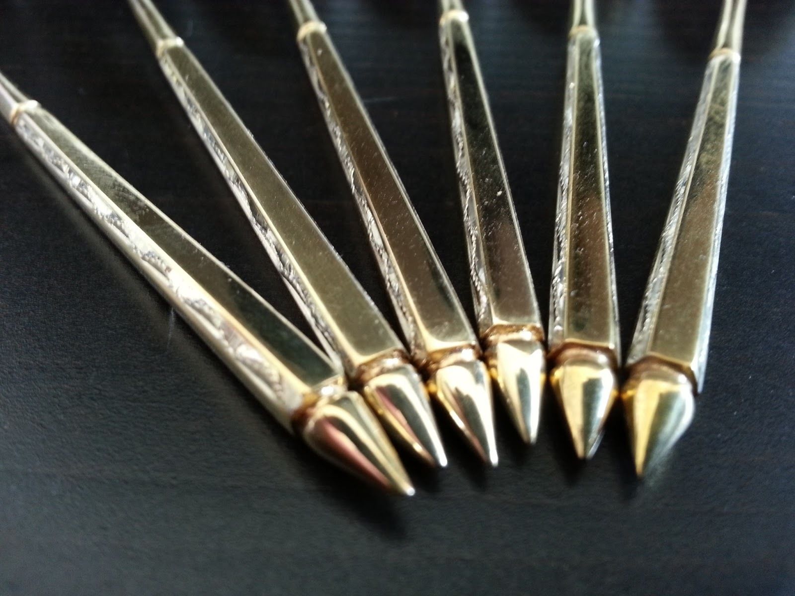 Vintage set of six Sterling silver gold plated coffee spoons Denmark 925 S 55