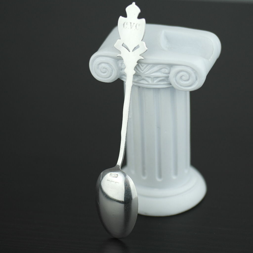 Antique 1915 enamel sterling silver spoon CVC England Birmingham British Empire