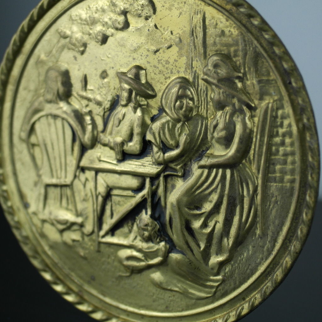 Vintage wall decor brass plate Antique home portrait heat resistant England